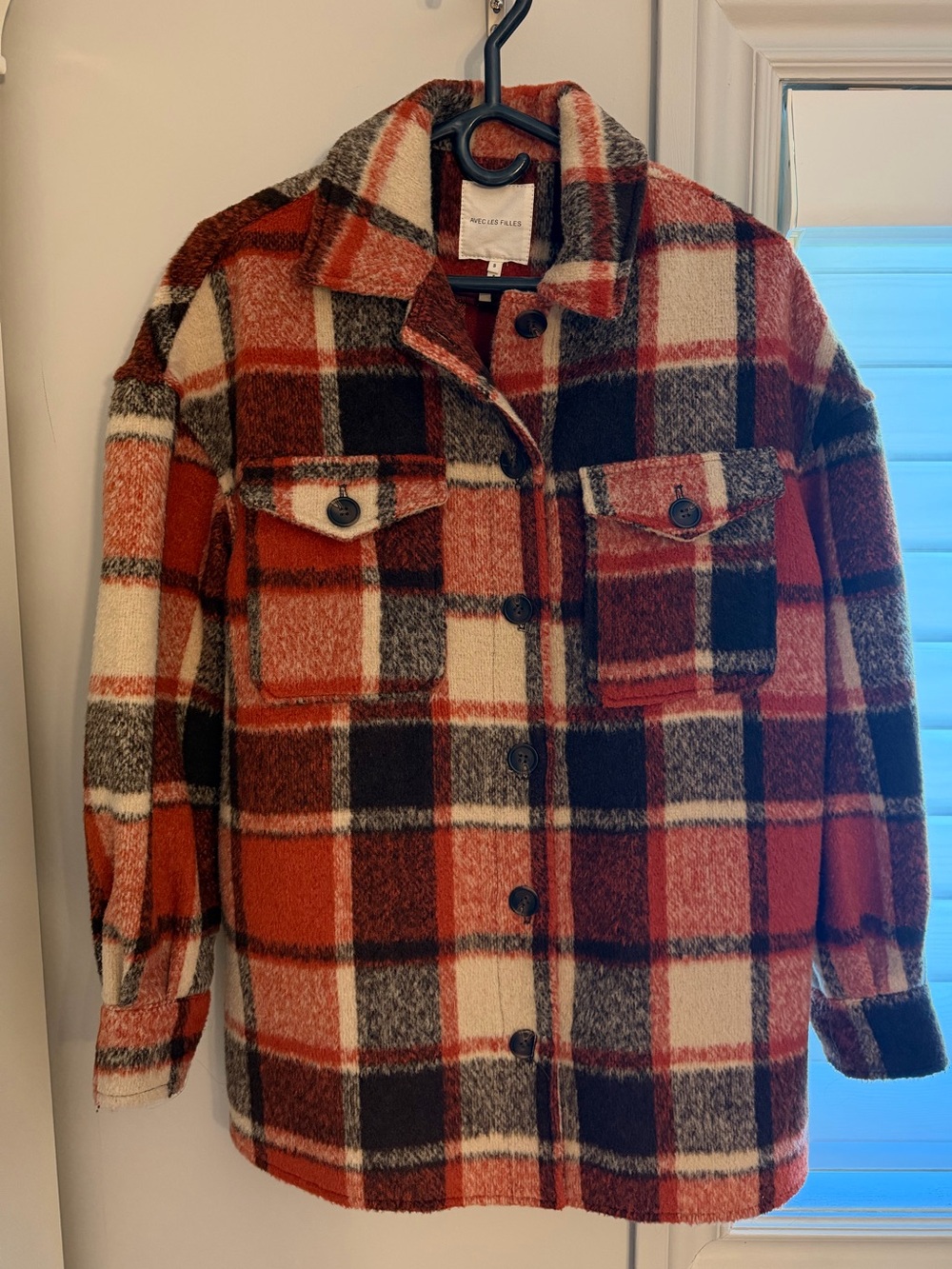 Avec Les Filles Plaid Button Shacket
